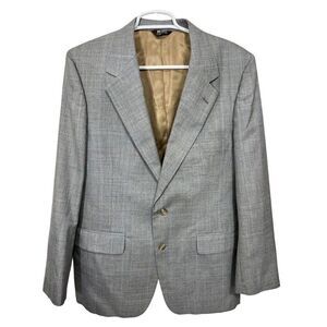 Vintage Bill Blass Blazer Plaid Suit Coat Hudsons Size 42R Jacket Gray Glencheck